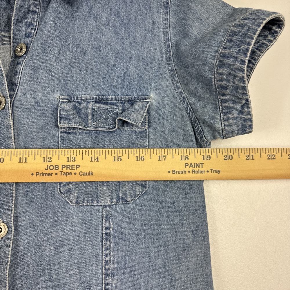 Vintage Faded Glory Denim Dress Womens 10 Button Front Short Sleeve Cottage 00s‎ - Picture 7 of 10